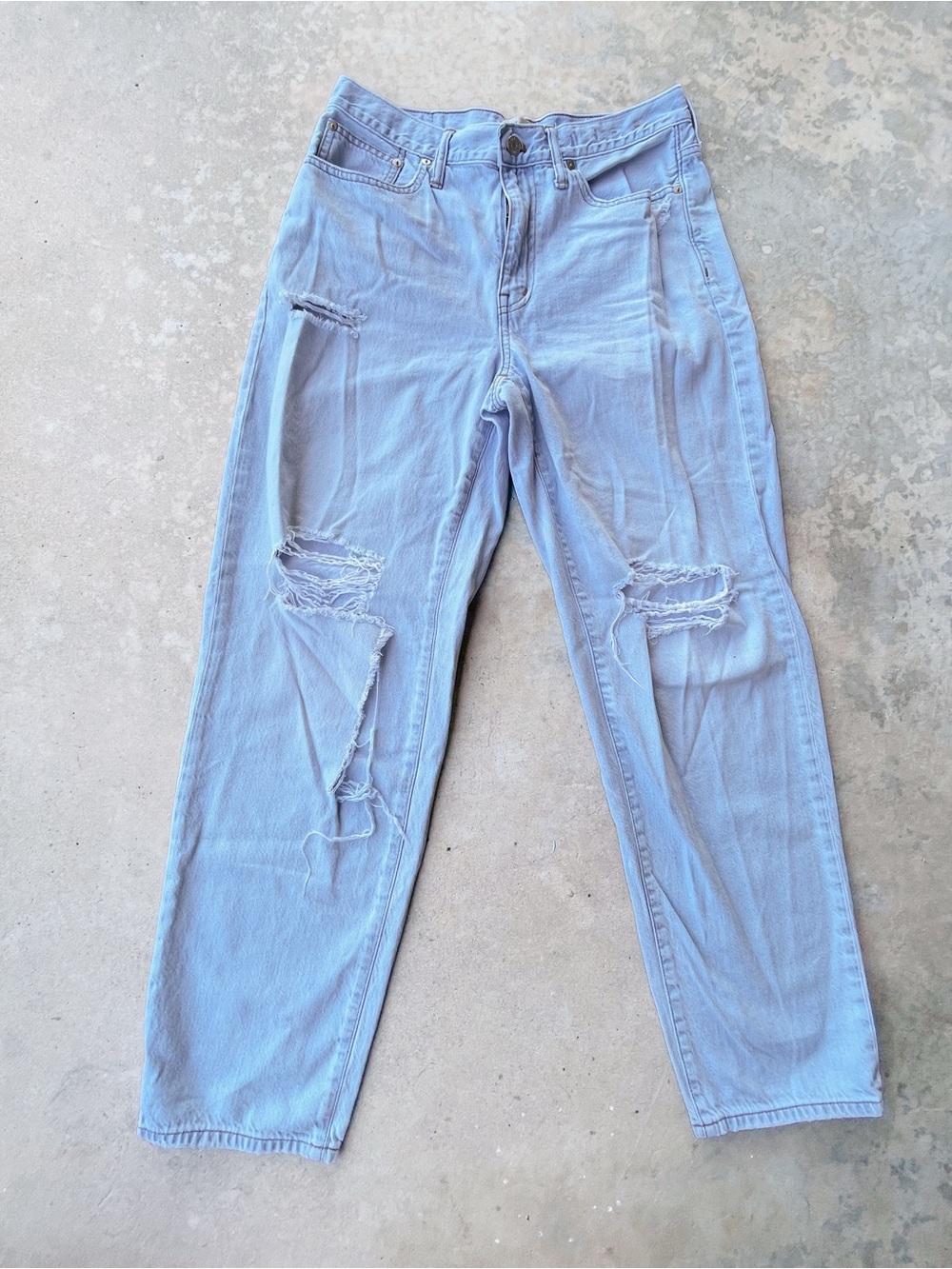 Madewell The Slouchy Boyjean 28 Light Wash Distressed 100% Cotton